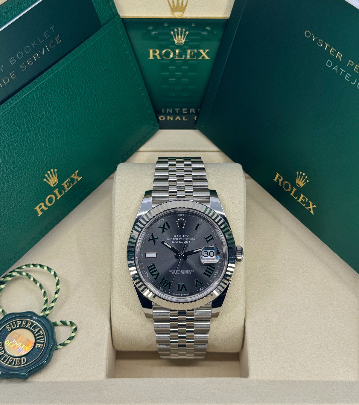 Rolex Datejust 41mm, Stainless Steel, Wimbledon, Slate, Jubilee, Ref# 126334-0022, dated 2026