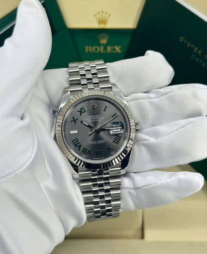 Rolex Datejust 41mm, Stainless Steel, Wimbledon, Slate, Jubilee, Ref# 126334-0022, dated 2026