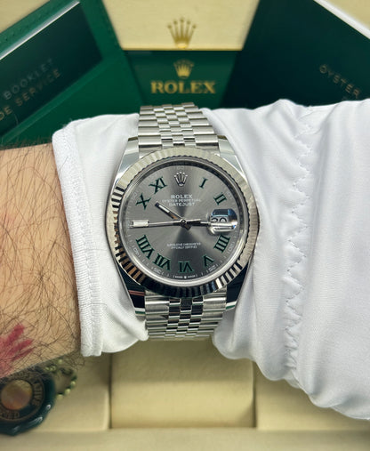 Rolex Datejust 41mm, Stainless Steel, Wimbledon, Slate, Jubilee, Ref# 126334-0022, dated 2026