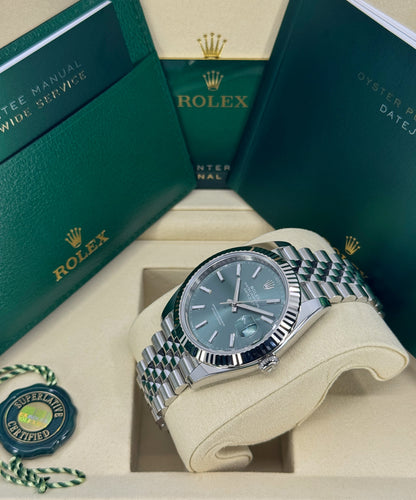 Rolex Datejust 41mm, Stainless Steel, Green, Jubilee, Ref# 126334-0028, dated 2026