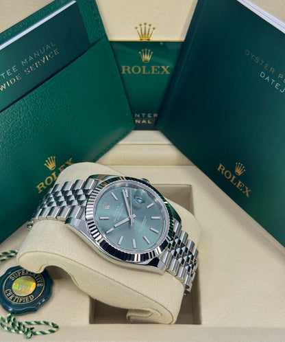 Rolex Datejust 41mm, Stainless Steel, Green, Jubilee, Ref# 126334-0028, dated 2026