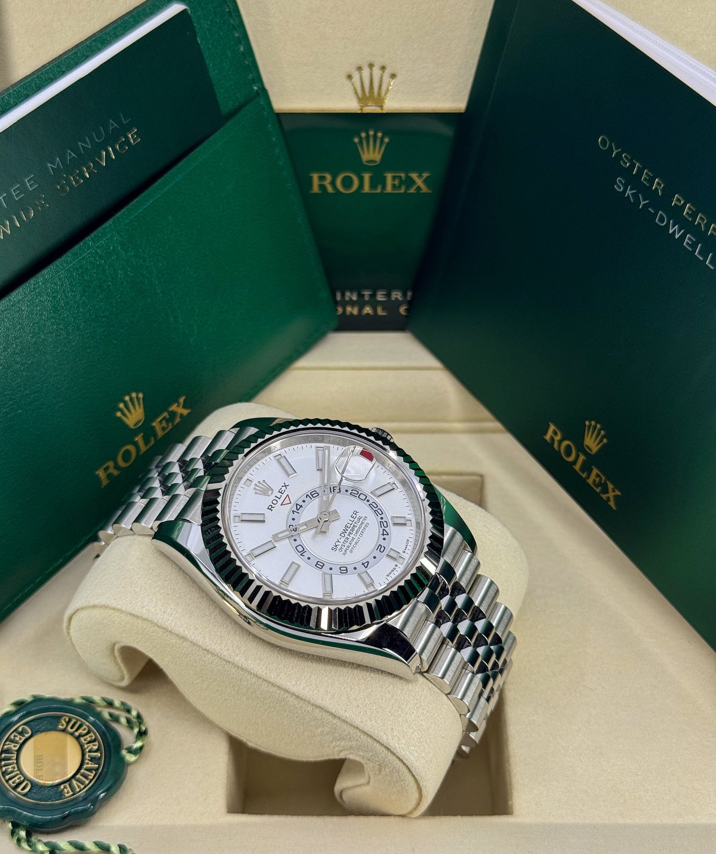 Rolex Sky-Dweller 42mm, 18k WG & Stainless Steel, White, Jubilee, Ref# 336934-0004, dated 2026