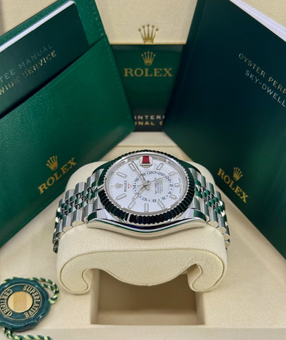 Rolex Sky-Dweller 42mm, 18k WG & Stainless Steel, White, Jubilee, Ref# 336934-0004, dated 2026