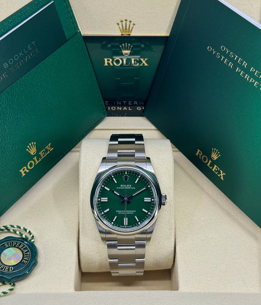 Rolex Oyster Perpetual 36mm, Stainless Steel, Green, Ref# 126000-0005, dated 2026