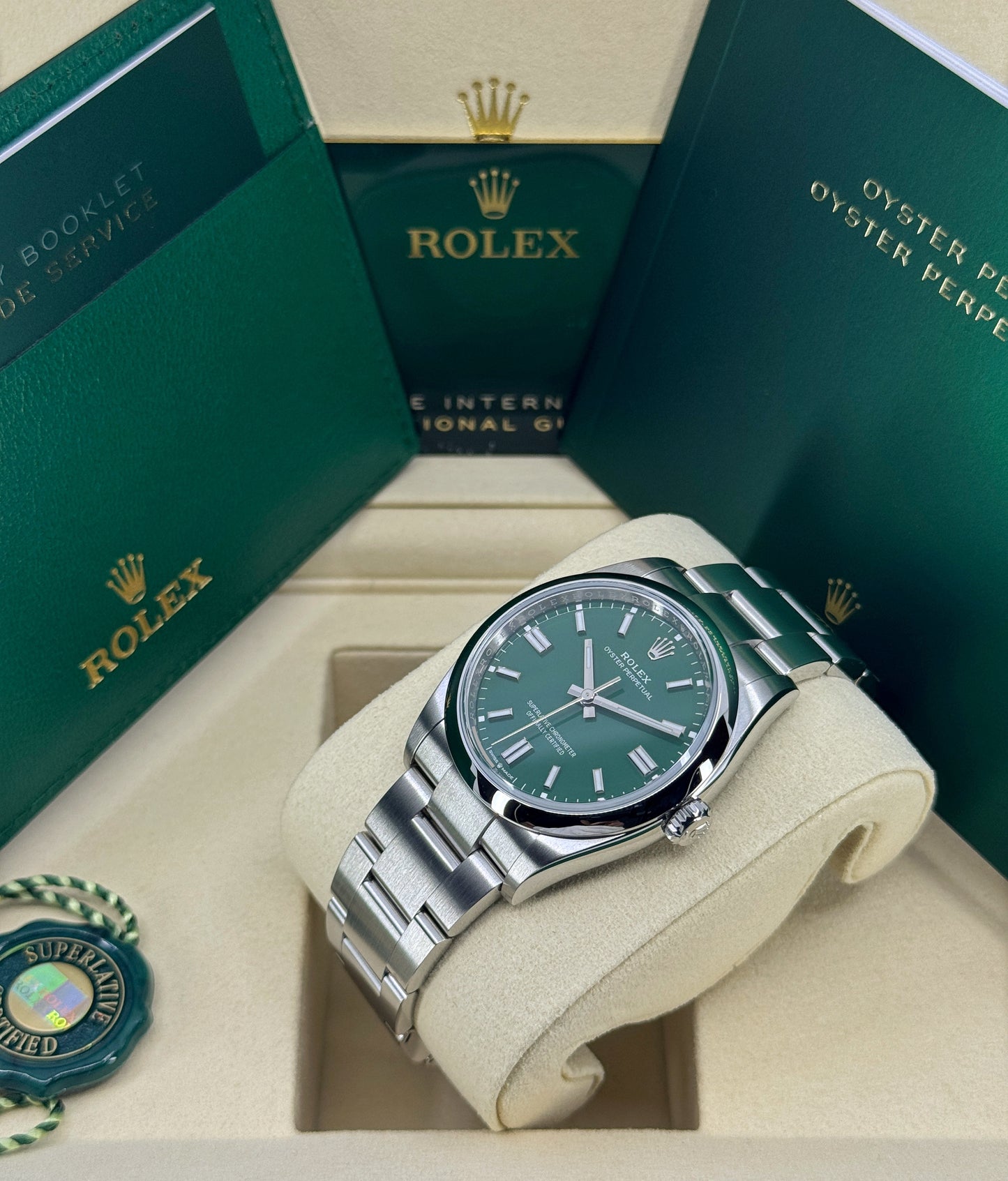 Rolex Oyster Perpetual 36mm, Stainless Steel, Green, Ref# 126000-0005, dated 2026