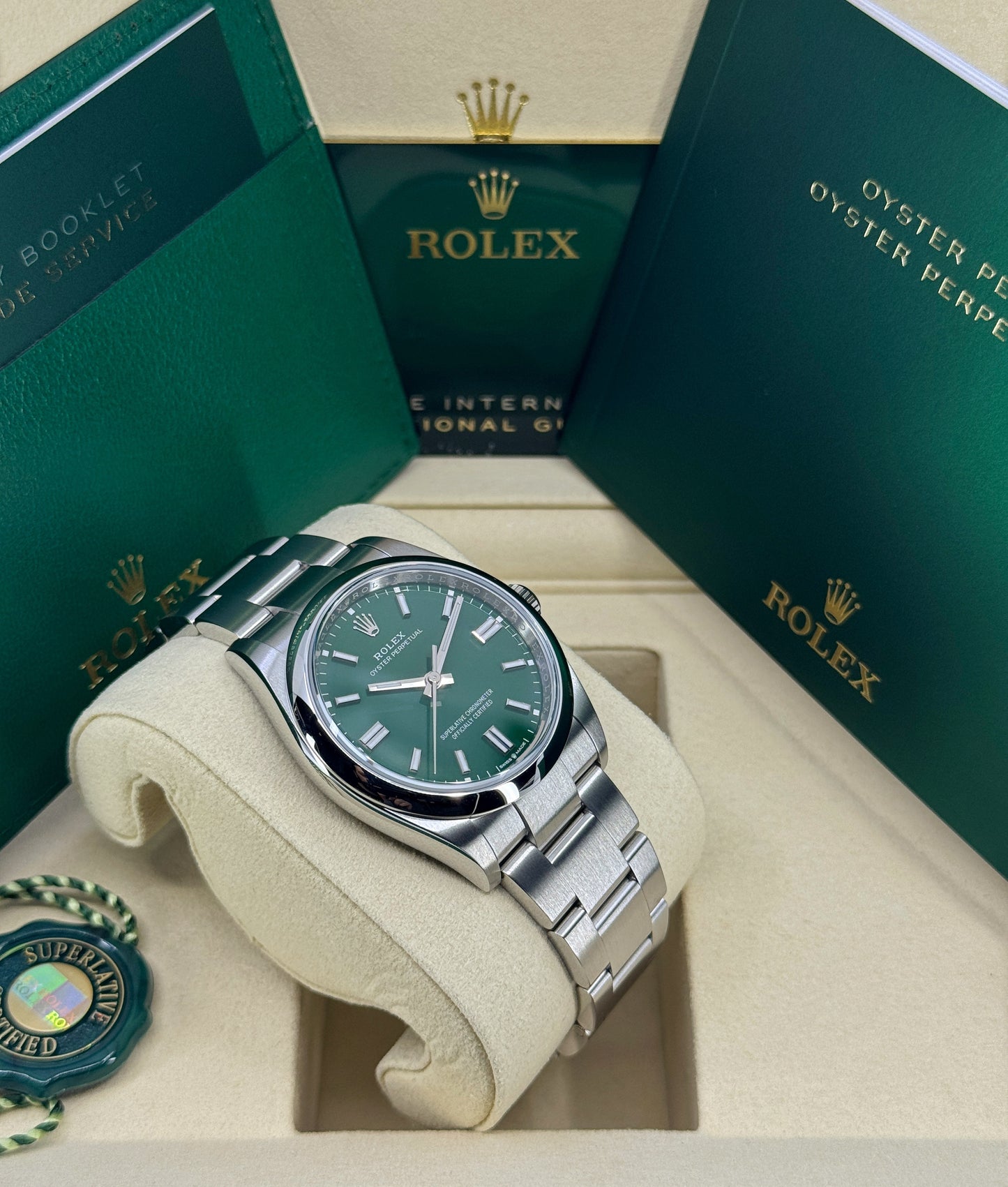 Rolex Oyster Perpetual 36mm, Stainless Steel, Green, Ref# 126000-0005, dated 2026