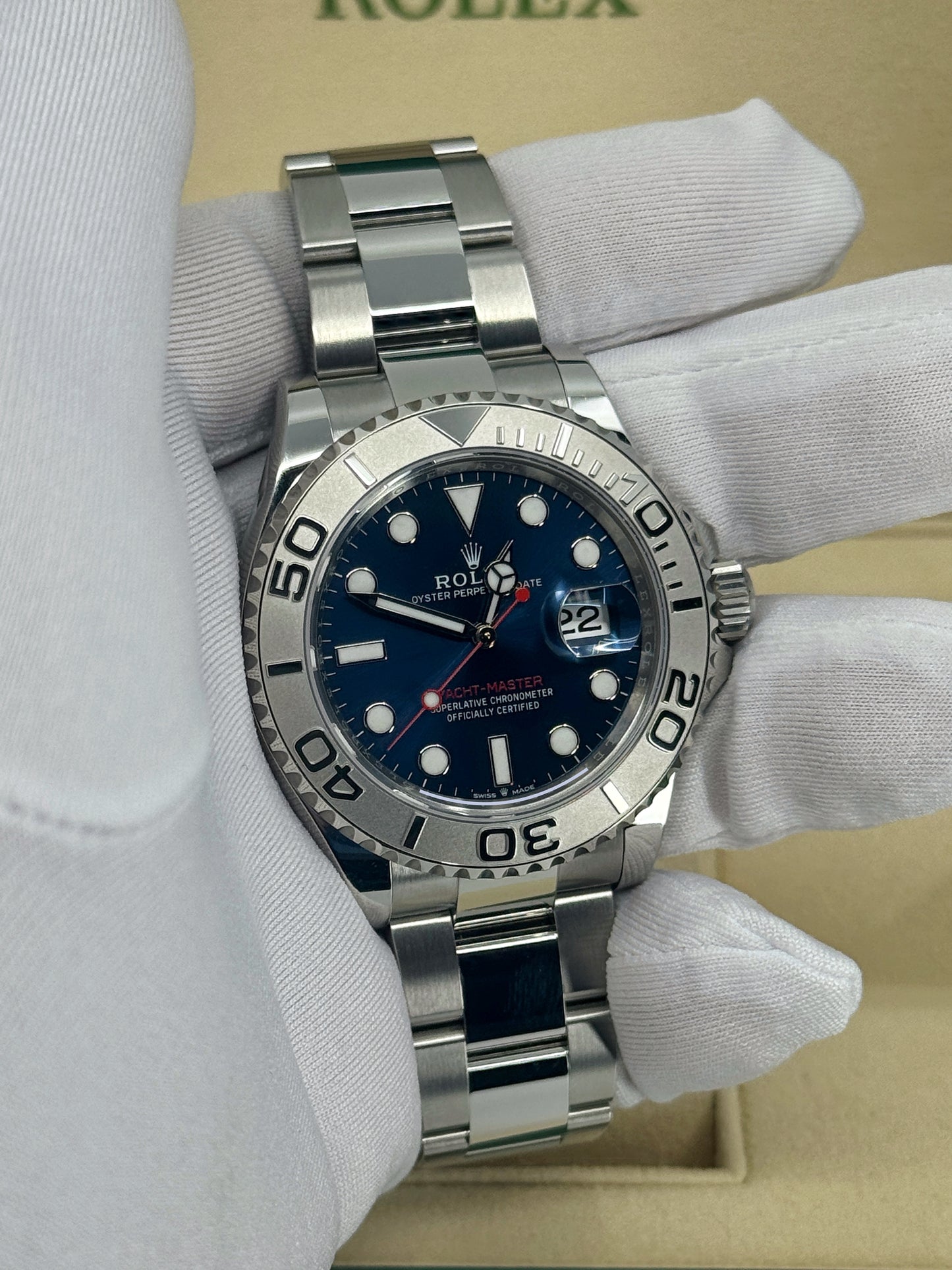 Pre-owned Rolex Yacht-Master 40mm, Stainless Steel, Blue, Ref# 126622-0002, dated 2023