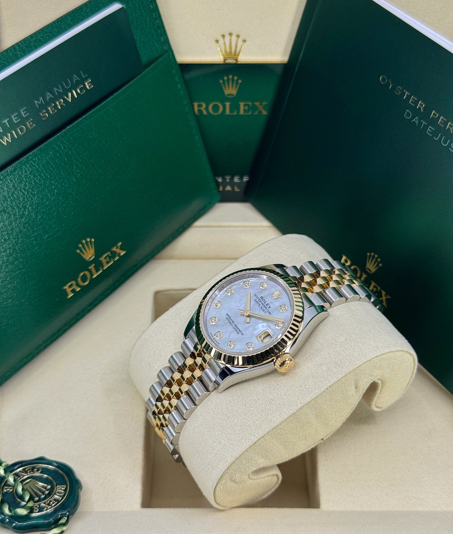 Rolex Datejust 31mm, 18k YG & Stainless Steel, Mother of Pearl Diamond, Jubilee, Ref# 278273-0028, dated 2026
