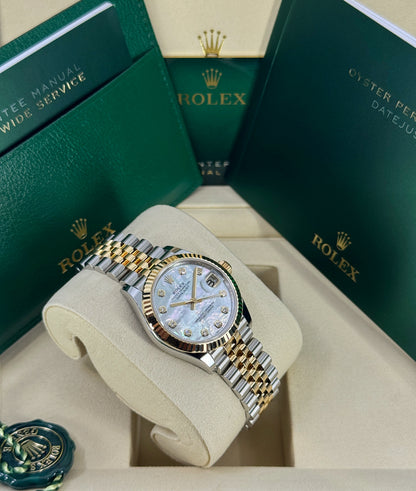 Rolex Datejust 31mm, 18k YG & Stainless Steel, Mother of Pearl Diamond, Jubilee, Ref# 278273-0028, dated 2026