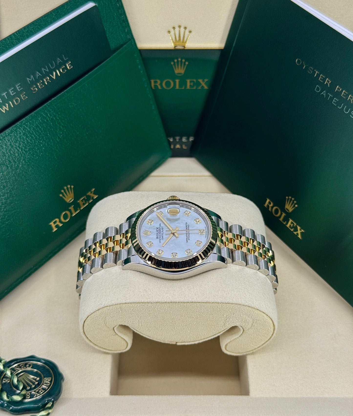 Rolex Datejust 31mm, 18k YG & Stainless Steel, Mother of Pearl Diamond, Jubilee, Ref# 278273-0028, dated 2026