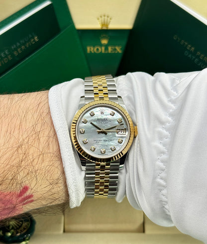 Rolex Datejust 31mm, 18k YG & Stainless Steel, Mother of Pearl Diamond, Jubilee, Ref# 278273-0028, dated 2026