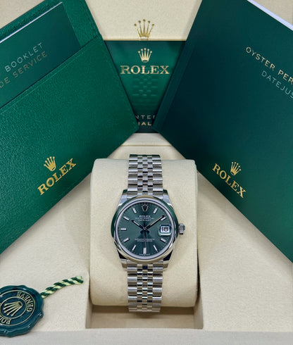 Rolex Datejust 31mm, Stainless Steel, Green, Jubilee, Ref# 278240-0012, dated 2026