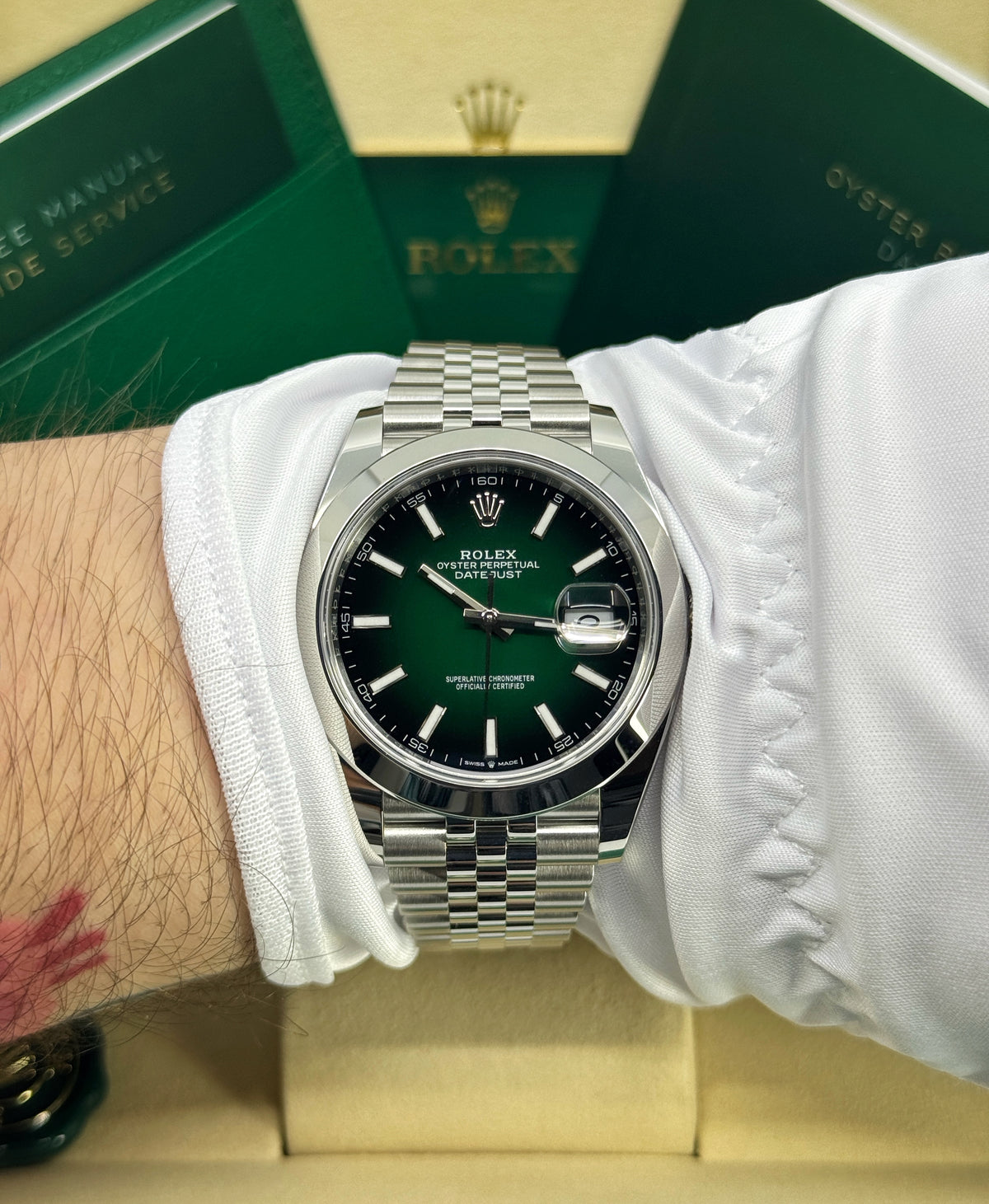 Rolex Datejust 41mm, Stainless Steel, Green Ombré, Jubilee, Ref# 126300-0026, dated 2026