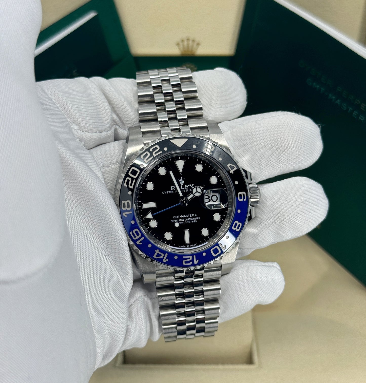 Rolex GMT-Master II 40mm, Stainless Steel, Batman, Jubilee, Ref# 126710BLNR-0002, dated 2024