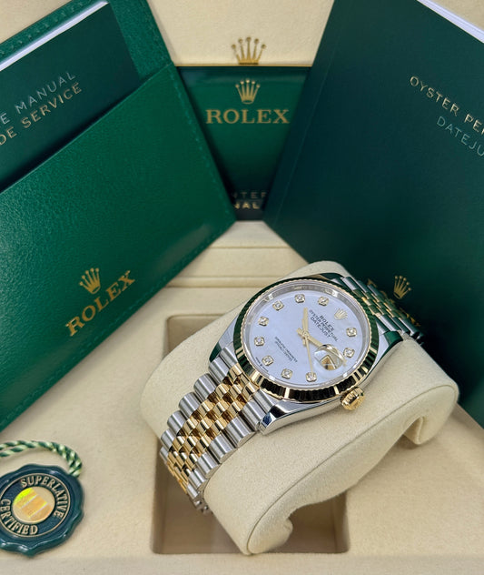 Rolex Datejust 36mm, 18k YG & Stainless Steel, Mother of Pearl Diamond, Jubilee, Ref# 126233-0023, dated 2026