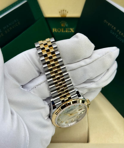 Rolex Datejust 36mm, 18k YG & Stainless Steel, Mother of Pearl Diamond, Jubilee, Ref# 126233-0023, dated 2026