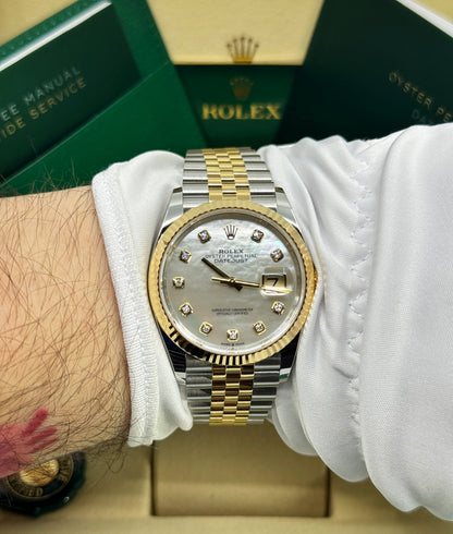 Rolex Datejust 36mm, 18k YG & Stainless Steel, Mother of Pearl Diamond, Jubilee, Ref# 126233-0023, dated 2026