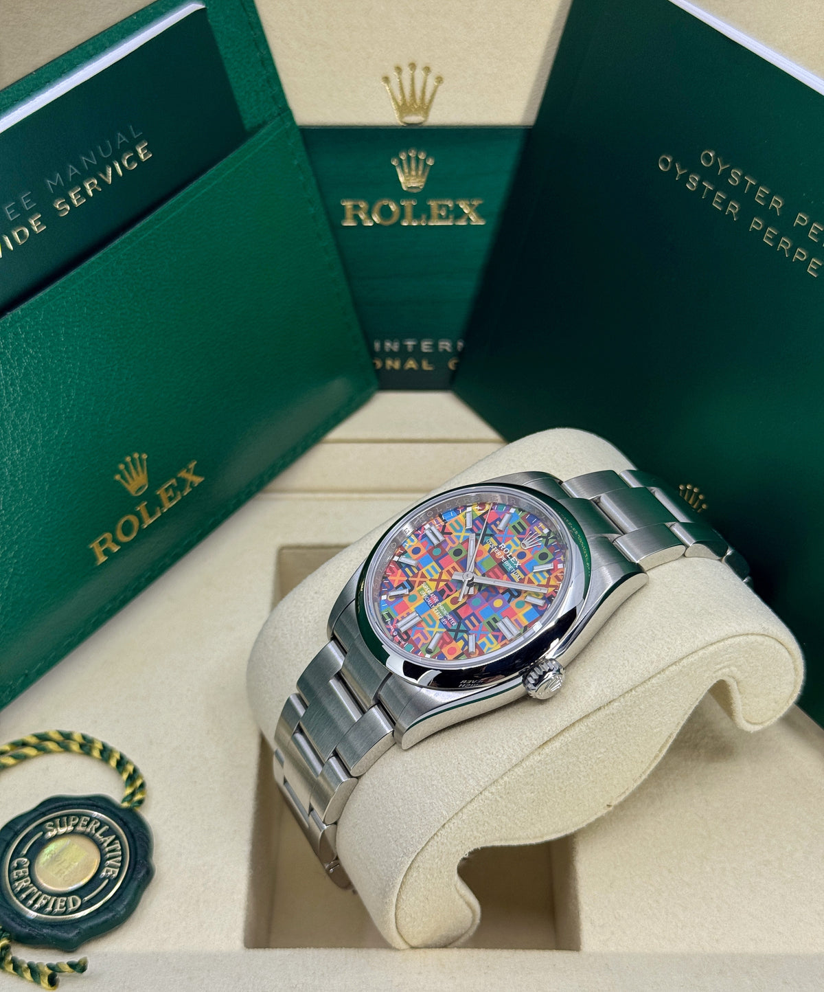 Rolex Oyster Perpetual 36mm, Stainless Steel, Multicoloured, Jubilee Motif, Ref# 126000-0016, dated 2026