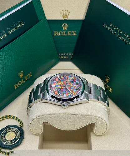Rolex Oyster Perpetual 36mm, Stainless Steel, Multicoloured, Jubilee Motif, Ref# 126000-0016, dated 2026