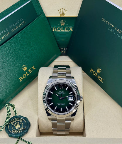 Rolex Datejust 41mm, Stainless Steel, Green Ombré, Oyster, Ref# 126334-0033, dated 2026