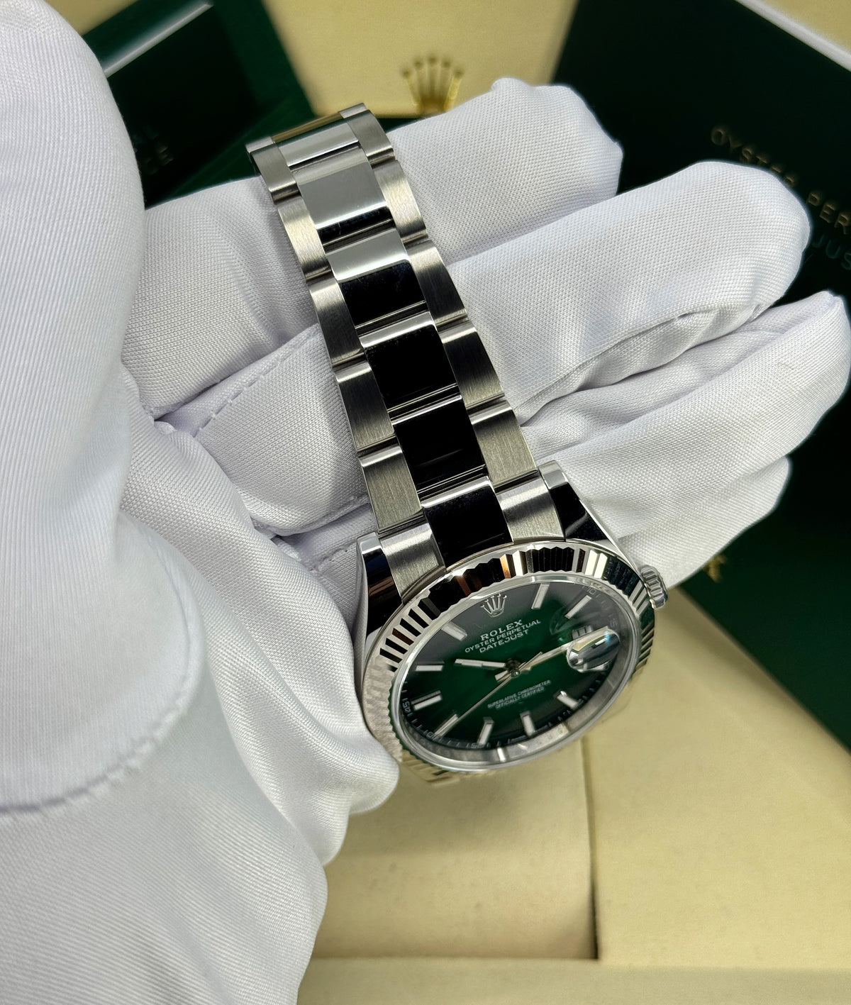 Rolex Datejust 41mm, Stainless Steel, Green Ombré, Oyster, Ref# 126334-0033, dated 2026