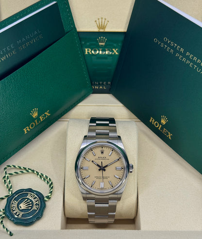 Rolex Oyster Perpetual 36mm, Stainless Steel, Beige, Ref# 126000-0012, dated 2026