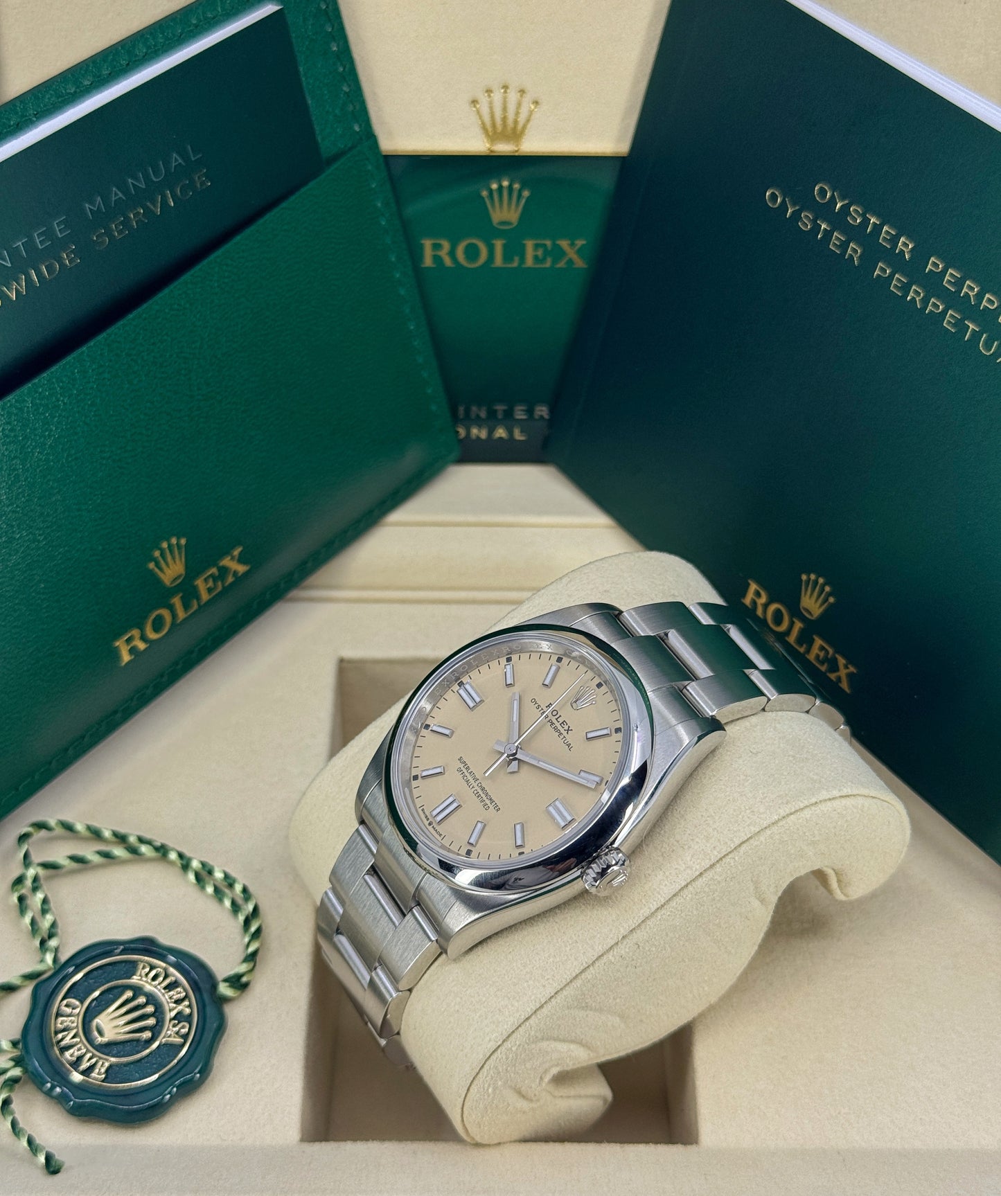 Rolex Oyster Perpetual 36mm, Stainless Steel, Beige, Ref# 126000-0012, dated 2026