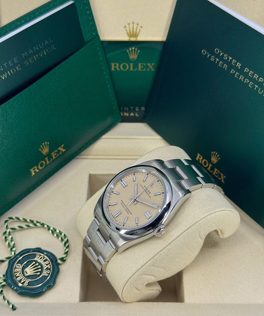 Rolex Oyster Perpetual 36mm, Stainless Steel, Beige, Ref# 126000-0012, dated 2026