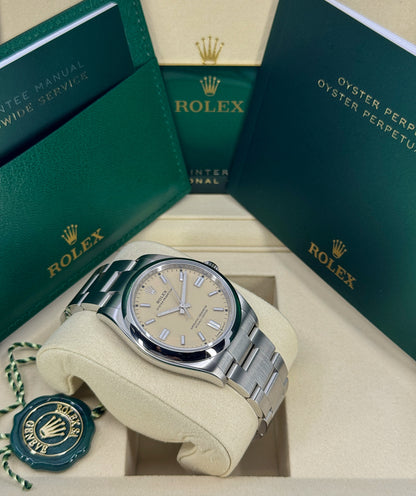 Rolex Oyster Perpetual 36mm, Stainless Steel, Beige, Ref# 126000-0012, dated 2026