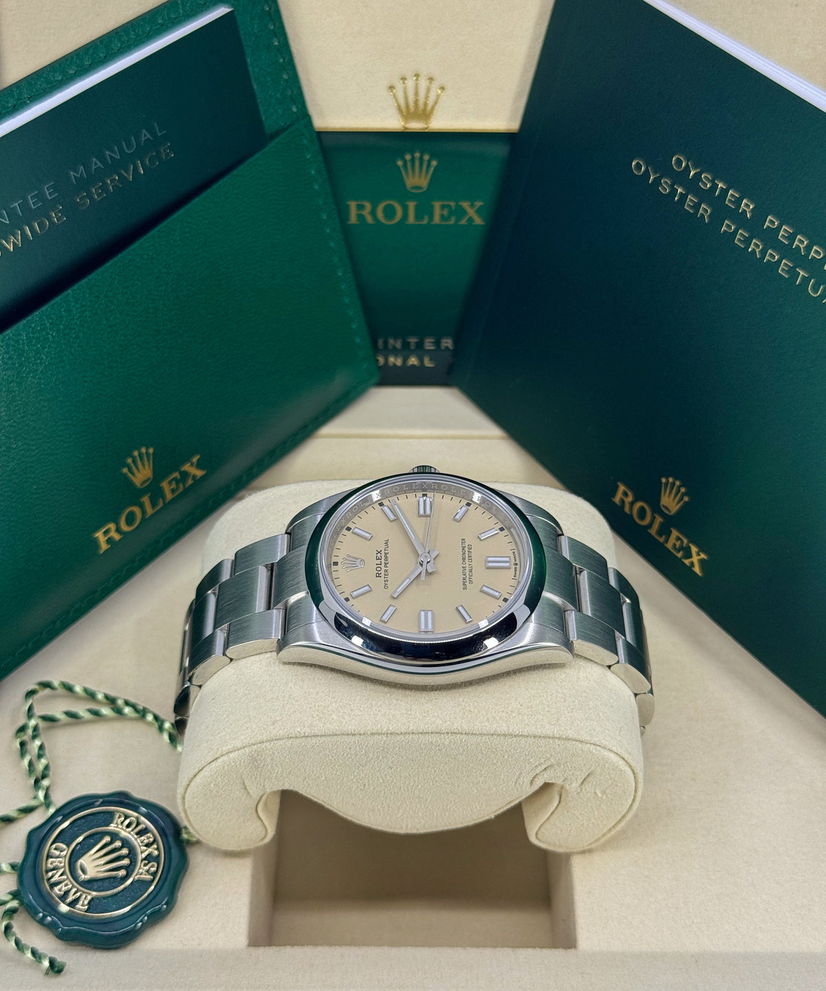 Rolex Oyster Perpetual 36mm, Stainless Steel, Beige, Ref# 126000-0012, dated 2026