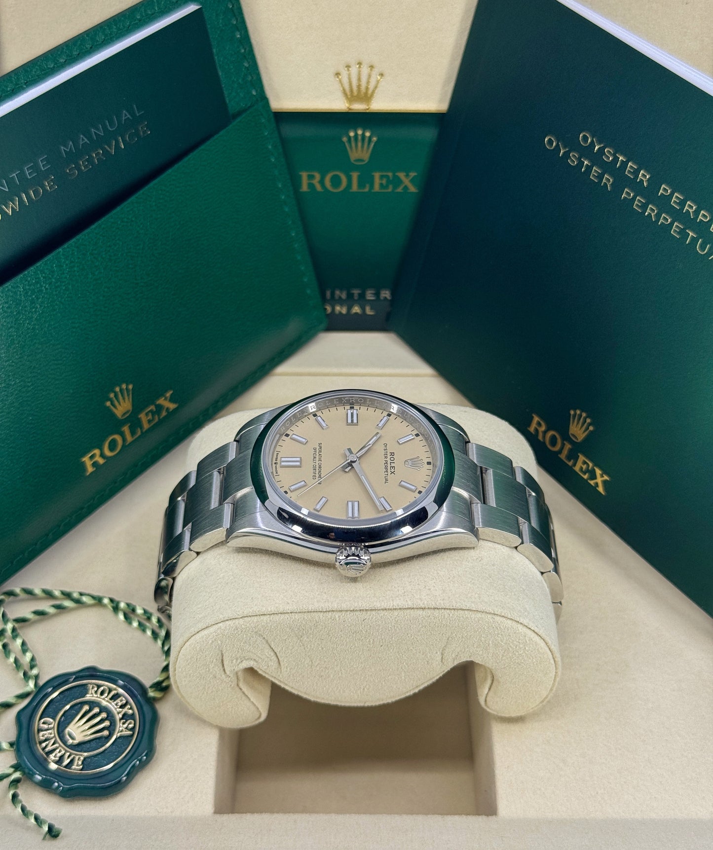 Rolex Oyster Perpetual 36mm, Stainless Steel, Beige, Ref# 126000-0012, dated 2026