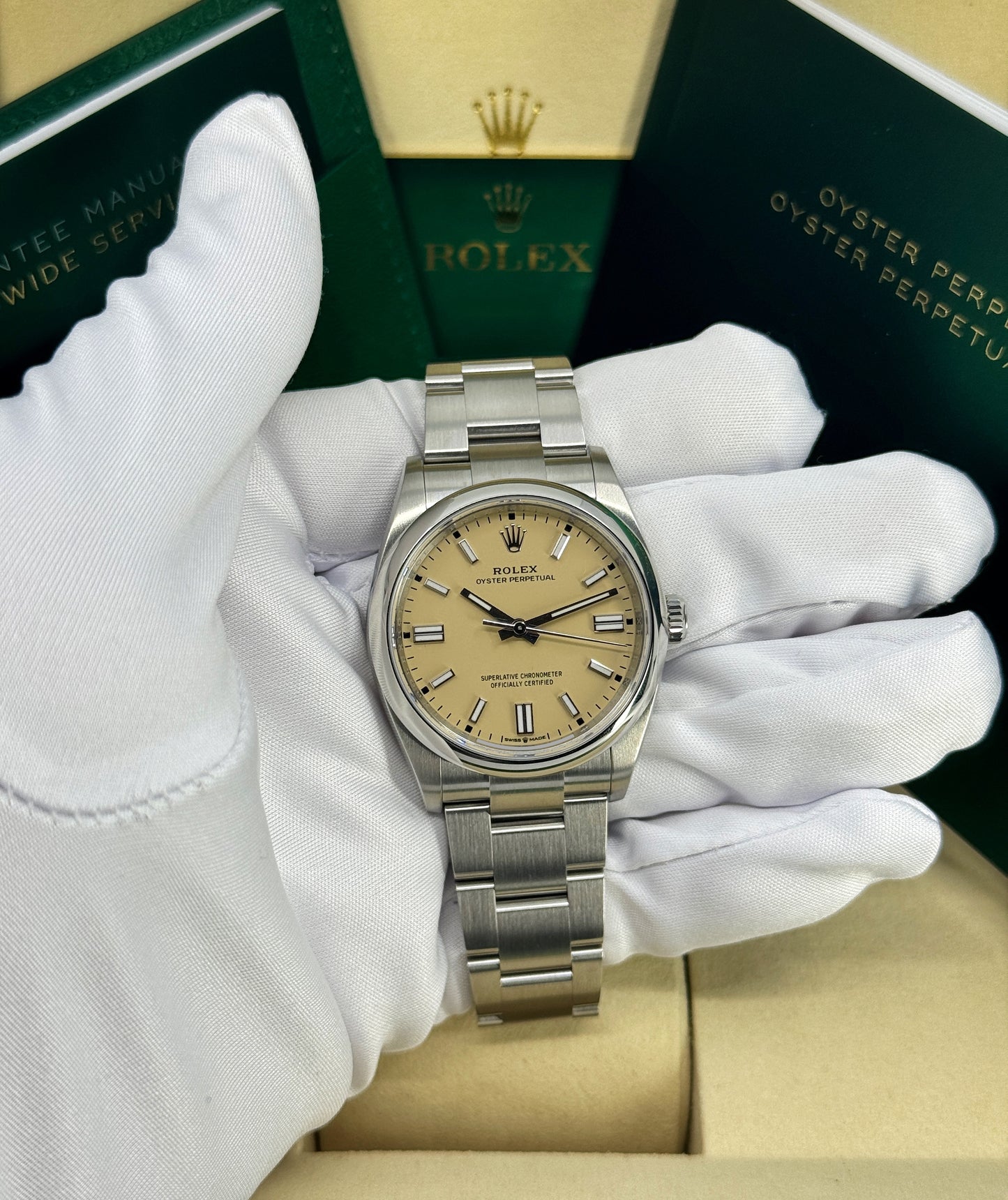 Rolex Oyster Perpetual 36mm, Stainless Steel, Beige, Ref# 126000-0012, dated 2026