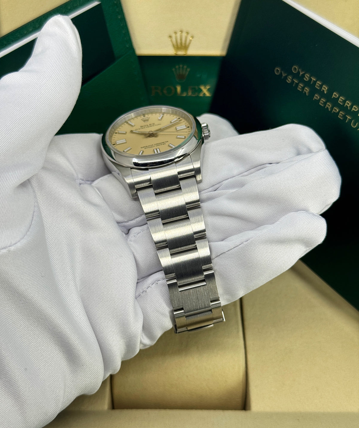 Rolex Oyster Perpetual 36mm, Stainless Steel, Beige, Ref# 126000-0012, dated 2026
