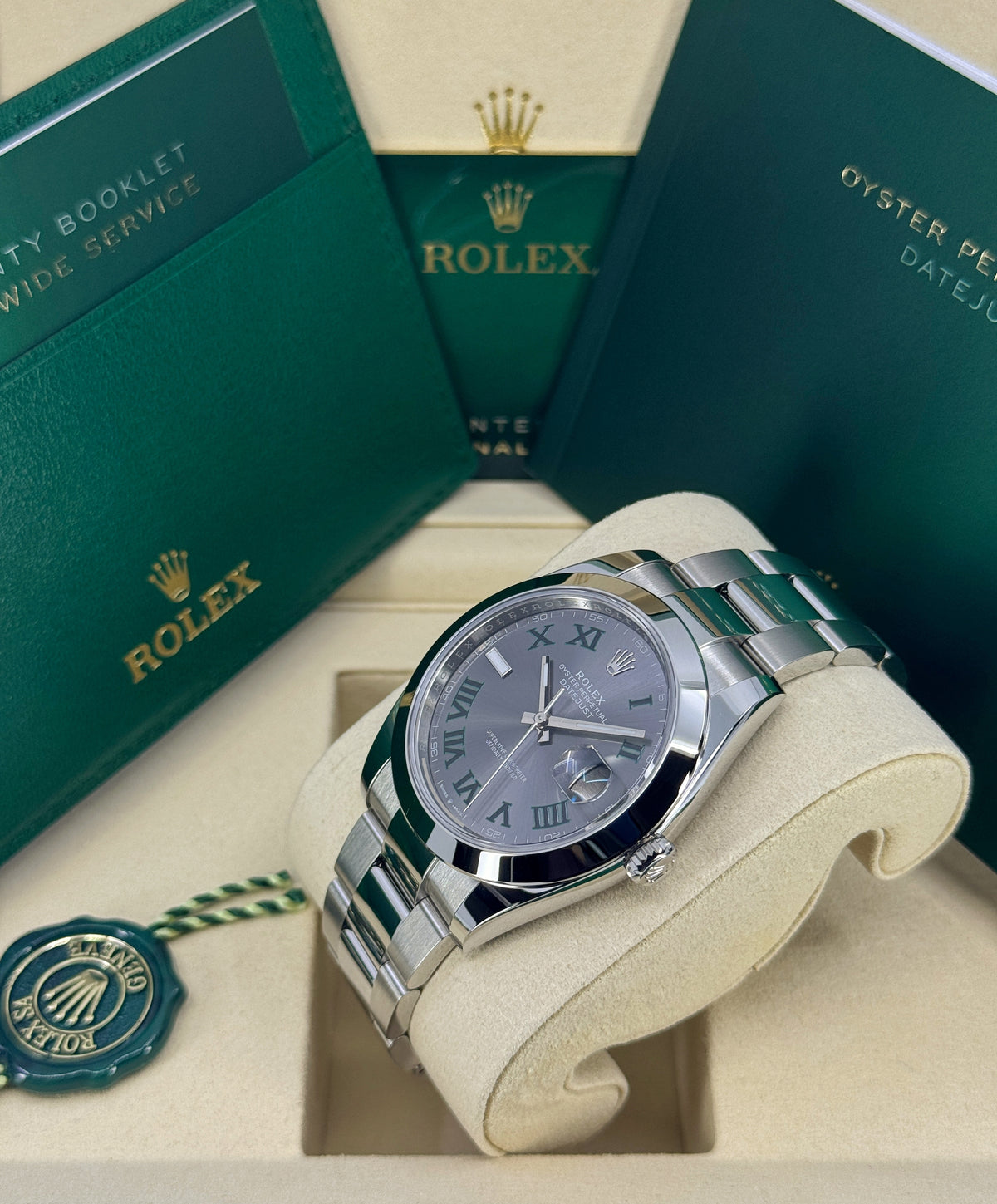 Rolex Datejust 41mm, Stainless Steel, Wimbledon, Slate, Oyster, Ref# 126300-0013, dated 2026