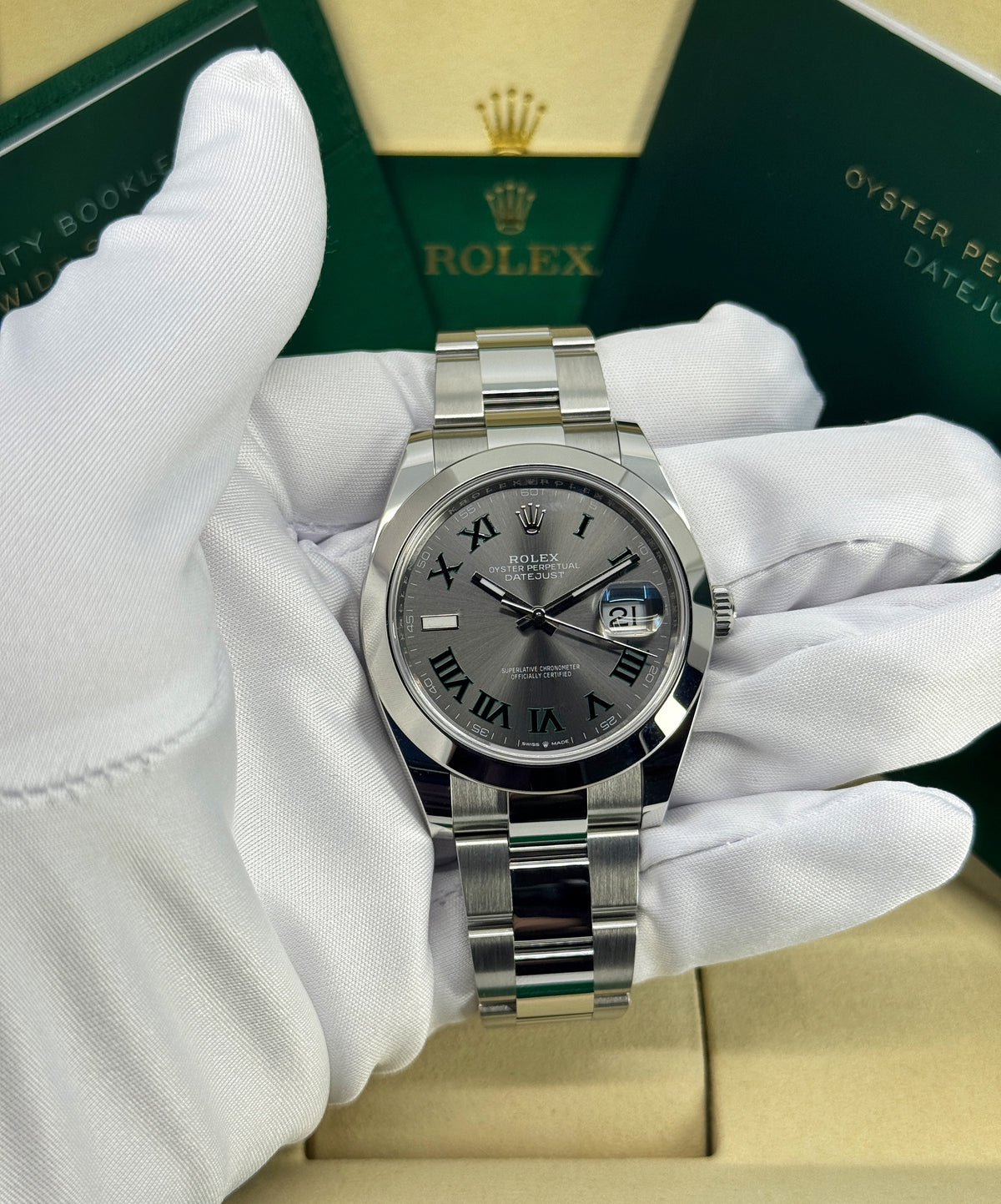 Rolex Datejust 41mm, Stainless Steel, Wimbledon, Slate, Oyster, Ref# 126300-0013, dated 2026