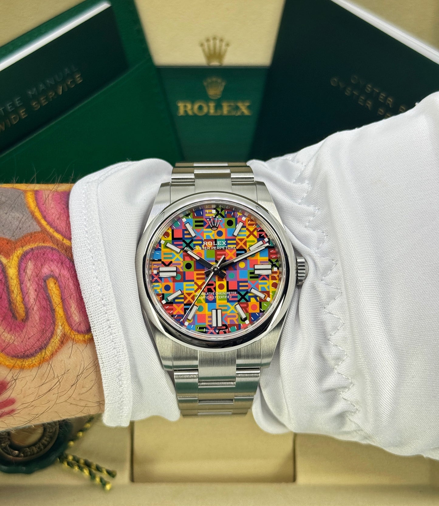 Rolex Oyster Perpetual 41mm, Stainless Steel, Multicoloured, Jubilee Motif, Ref# 134300-0010, dated 2026