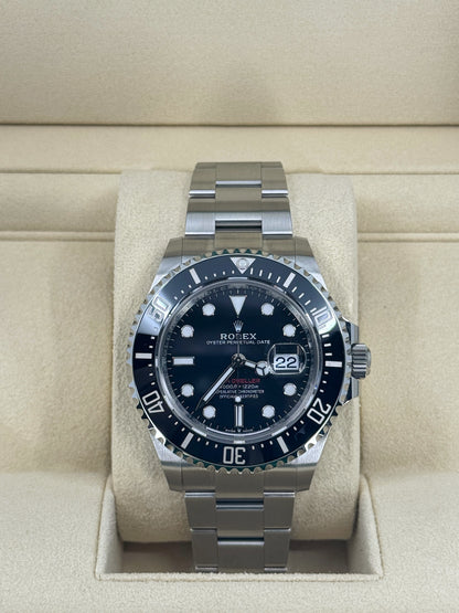 Pre-owned Rolex Sea-Dweller 43mm, Stainless Steel, Red Letters, Black, Ref# 126600, dated 2024