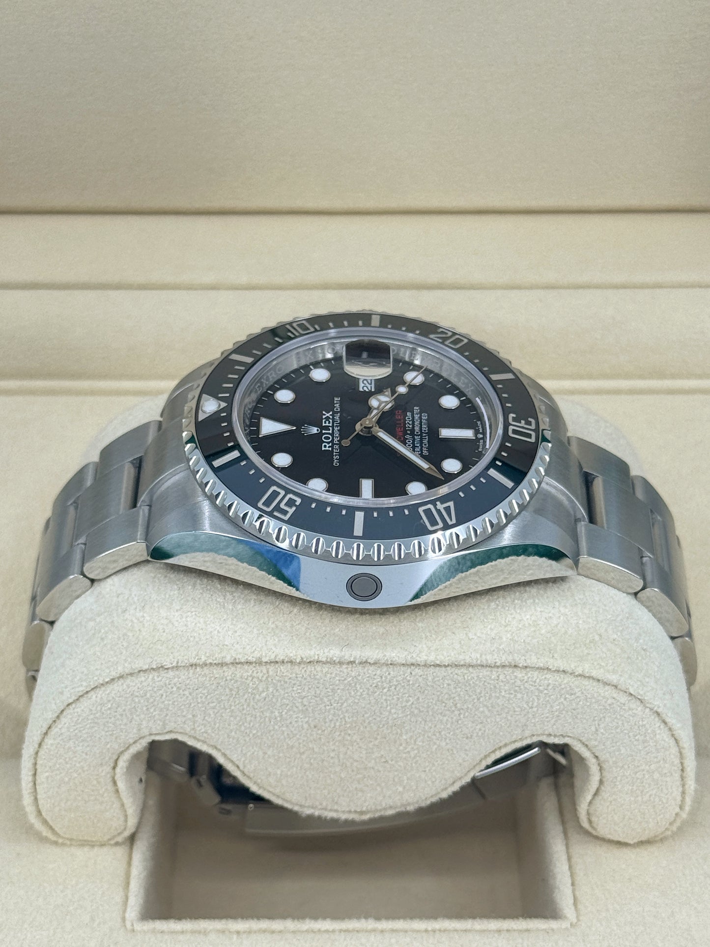 Pre-owned Rolex Sea-Dweller 43mm, Stainless Steel, Red Letters, Black, Ref# 126600, dated 2024