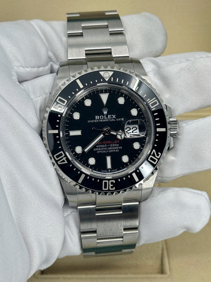 Pre-owned Rolex Sea-Dweller 43mm, Stainless Steel, Red Letters, Black, Ref# 126600, dated 2024