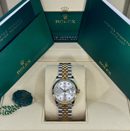 Rolex Datejust 31mm, 18k YG & Stainless Steel, Silver Diamond, Jubilee, Ref# 278273-0020, dated 2026