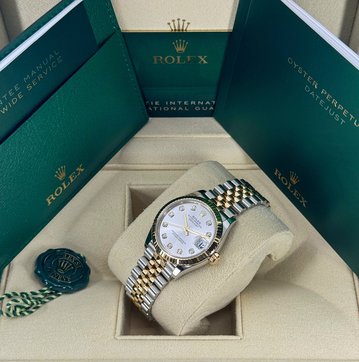 Rolex Datejust 31mm, 18k YG & Stainless Steel, Silver Diamond, Jubilee, Ref# 278273-0020, dated 2026
