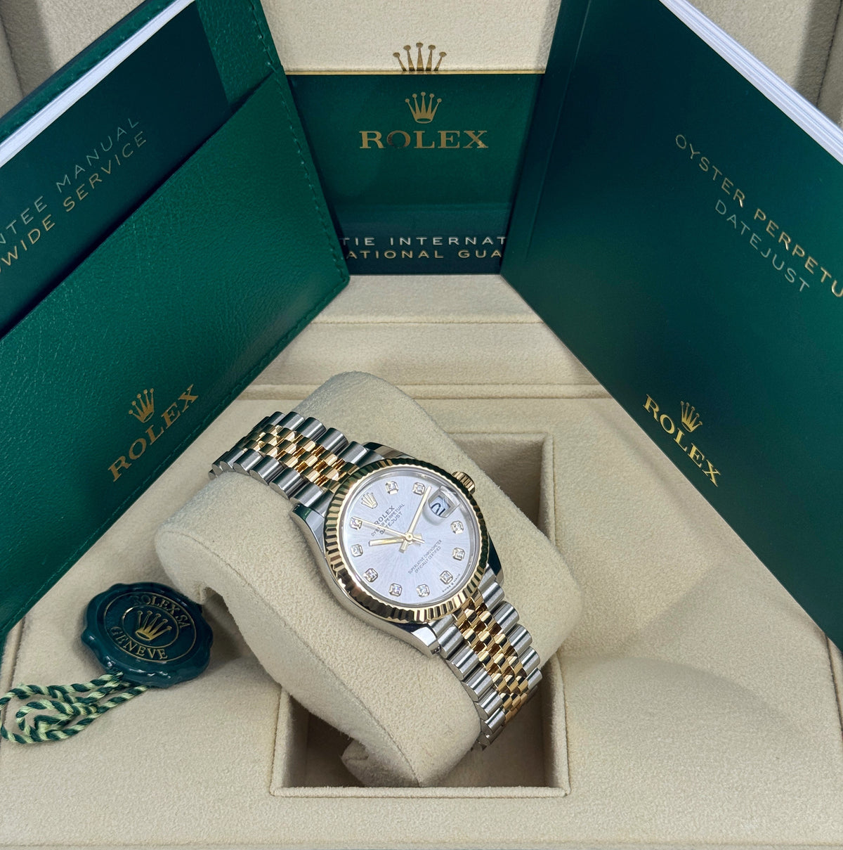 Rolex Datejust 31mm, 18k YG & Stainless Steel, Silver Diamond, Jubilee, Ref# 278273-0020, dated 2026