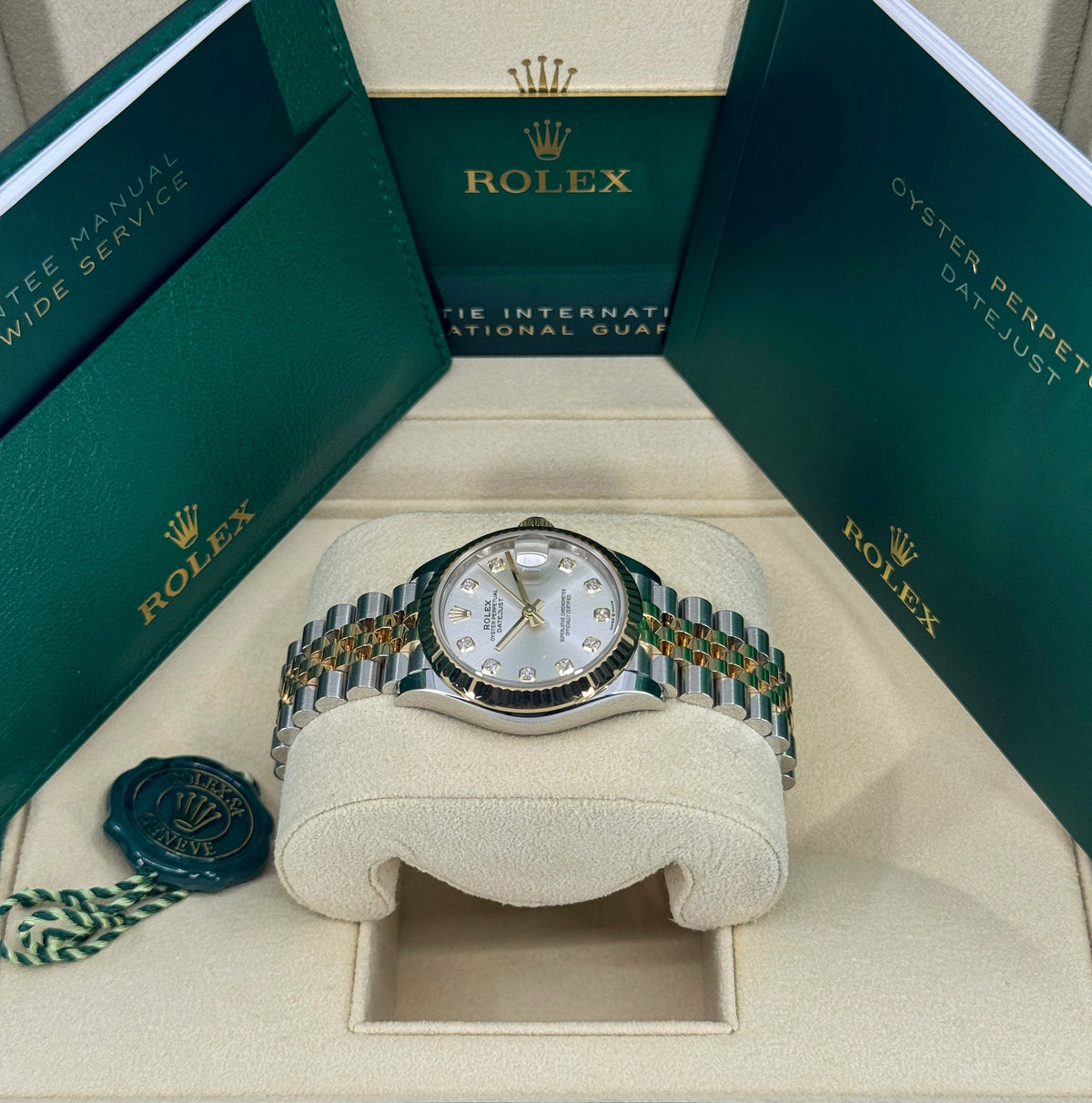 Rolex Datejust 31mm, 18k YG & Stainless Steel, Silver Diamond, Jubilee, Ref# 278273-0020, dated 2026