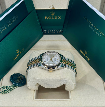 Rolex Datejust 31mm, 18k YG & Stainless Steel, Silver Diamond, Jubilee, Ref# 278273-0020, dated 2026