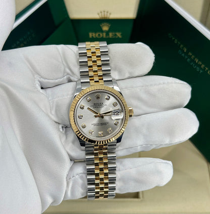 Rolex Datejust 31mm, 18k YG & Stainless Steel, Silver Diamond, Jubilee, Ref# 278273-0020, dated 2026