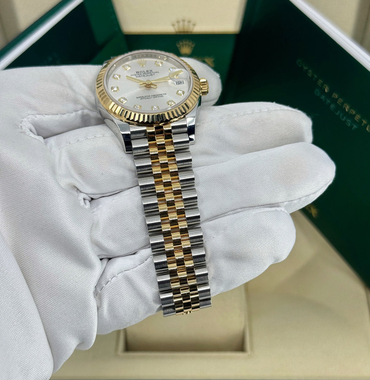 Rolex Datejust 31mm, 18k YG & Stainless Steel, Silver Diamond, Jubilee, Ref# 278273-0020, dated 2026