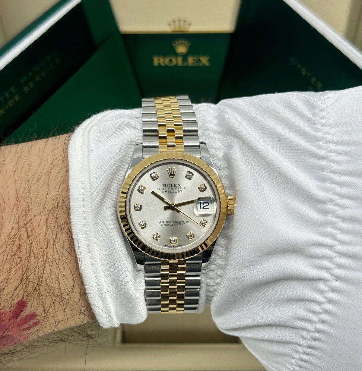 Rolex Datejust 31mm, 18k YG & Stainless Steel, Silver Diamond, Jubilee, Ref# 278273-0020, dated 2026