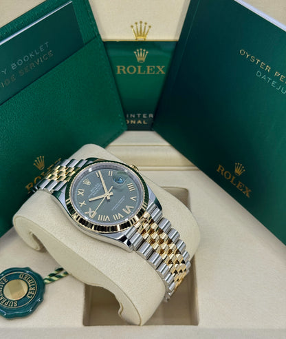 Rolex Datejust 36mm, 18k YG & Stainless Steel, Olive Green Roman Diamond, Jubilee, Ref# 126233-0049, dated 2026