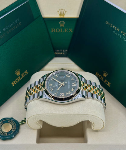 Rolex Datejust 36mm, 18k YG & Stainless Steel, Olive Green Roman Diamond, Jubilee, Ref# 126233-0049, dated 2026