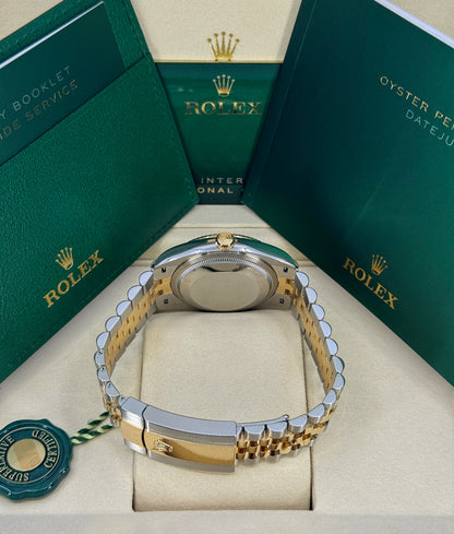 Rolex Datejust 36mm, 18k YG & Stainless Steel, Olive Green Roman Diamond, Jubilee, Ref# 126233-0049, dated 2026